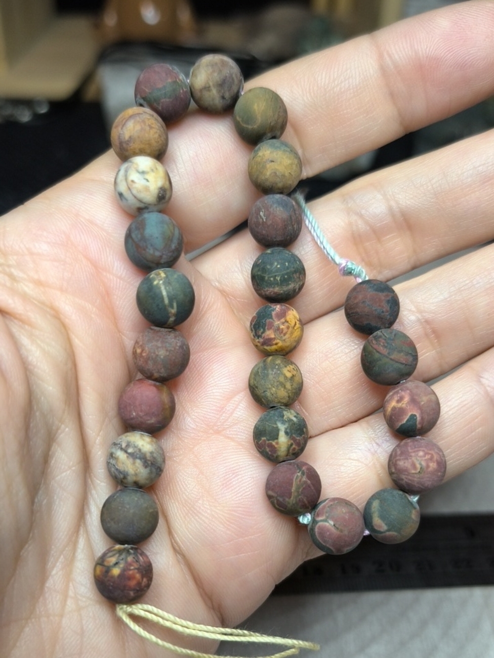 #1- 8mm Matte Red Creek Jasper Beads - 8-inch Stone Strand